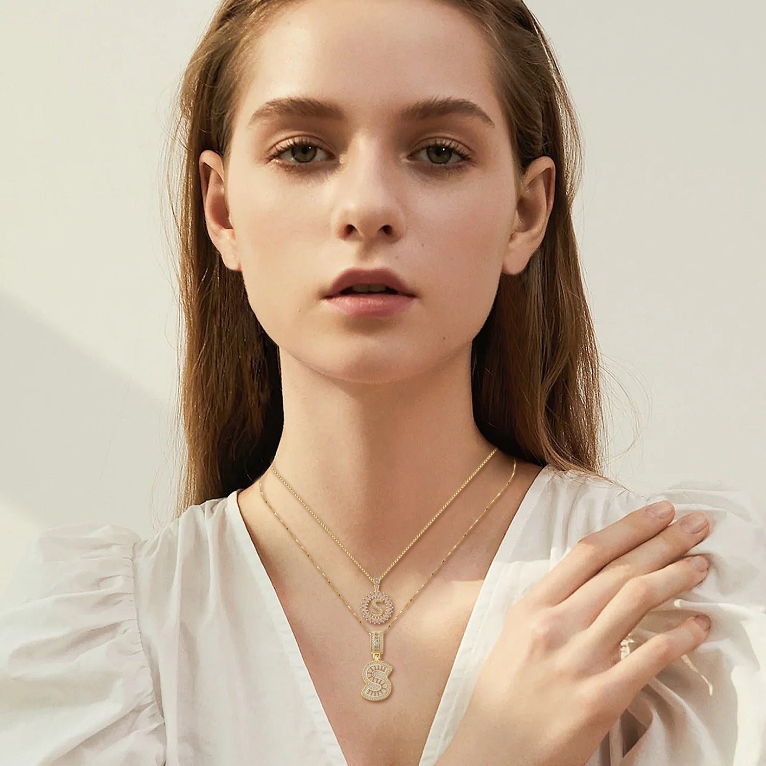 Initial Moissanite Necklace Set
