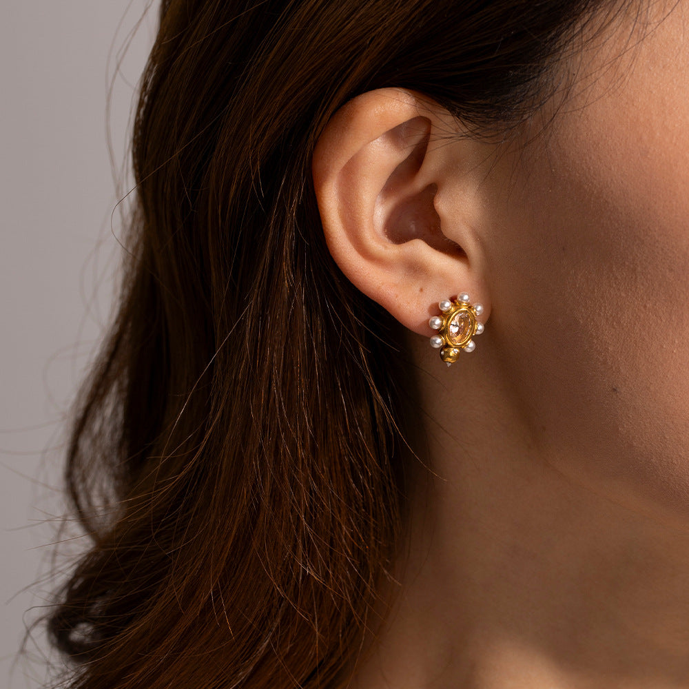 Refined Gold Pearl Earrings