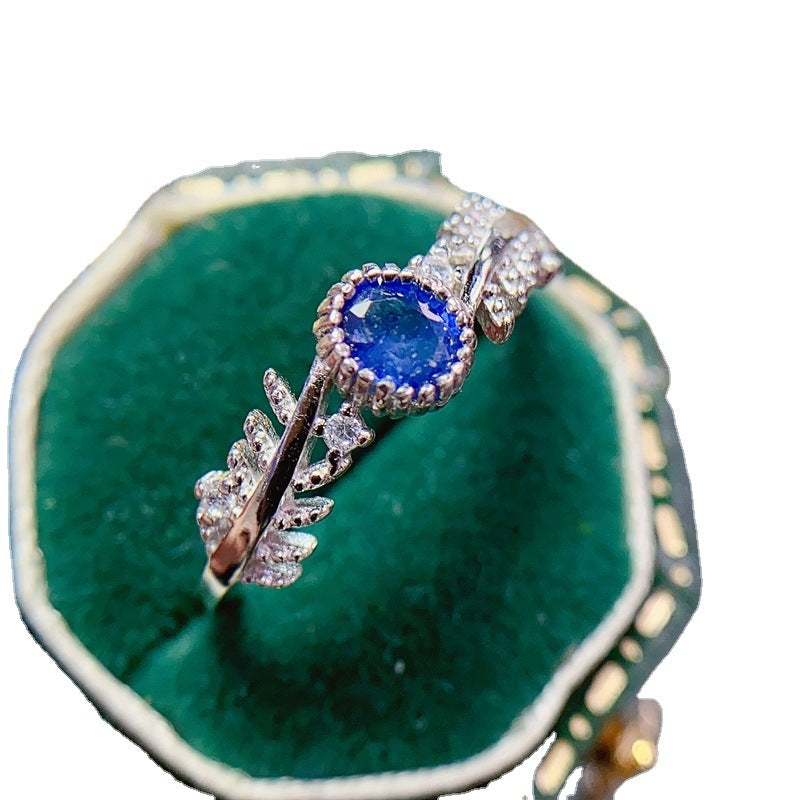 Ring, Natural Sapphire, Silver Gold-plated