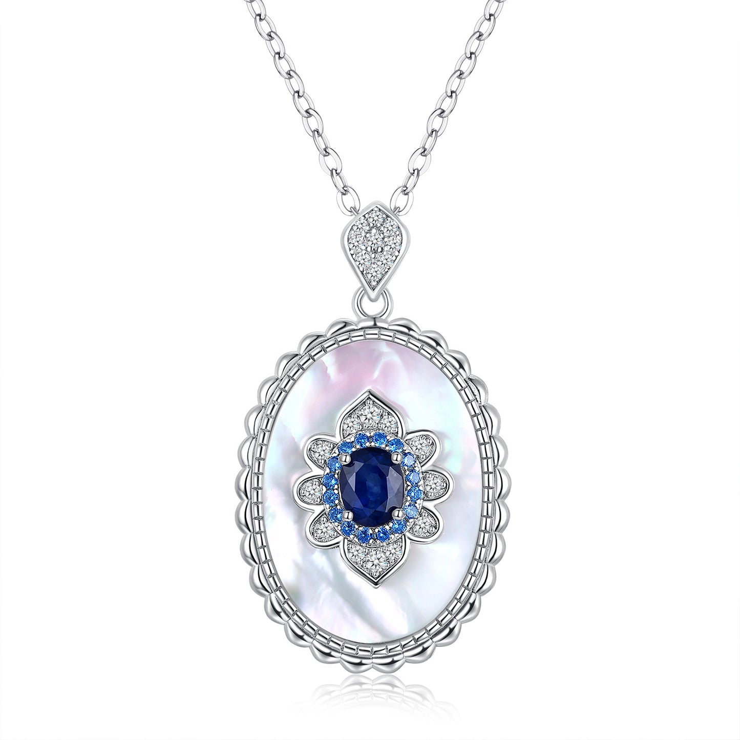 Natural Sapphire Pendant, Silver