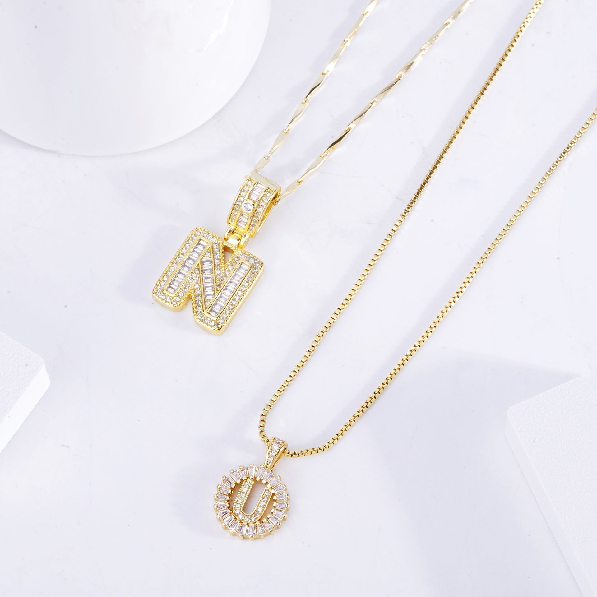 Initial Moissanite Necklace Set