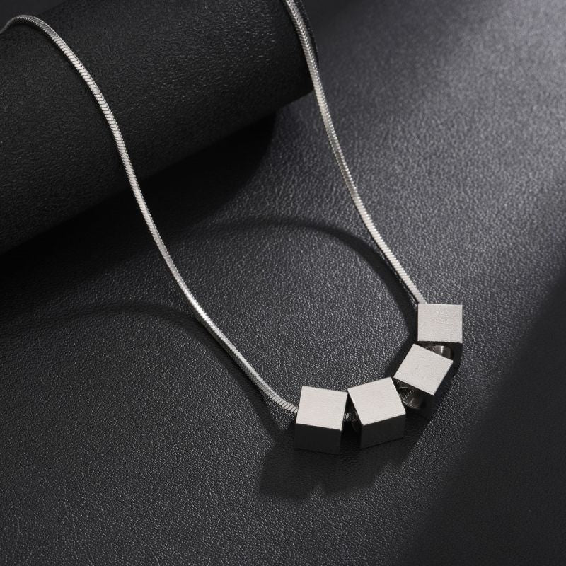 Zaylen Cube Lijn Ketting | Wit Goud