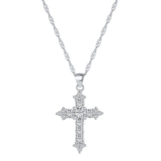 Cross Necklace, Silver, Platinum and Gold Plated