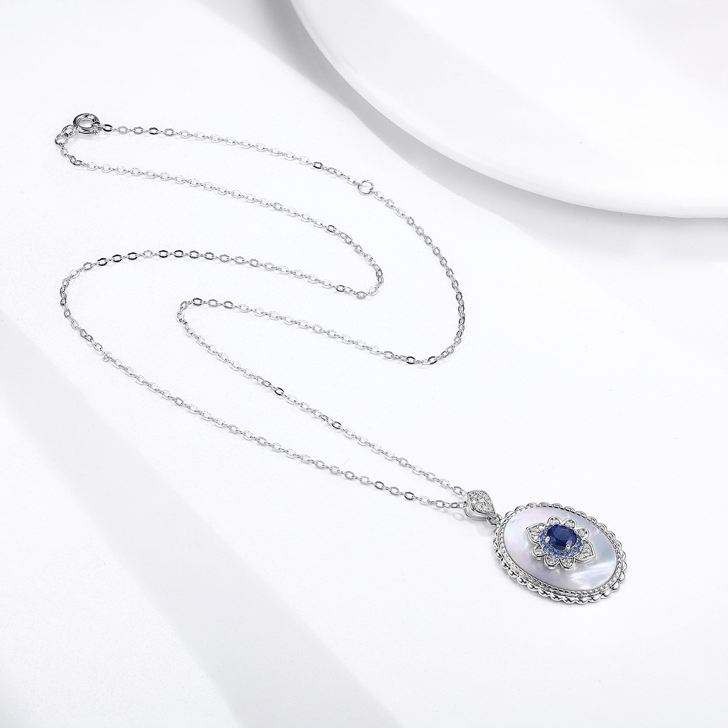 Natural Sapphire Pendant, Silver