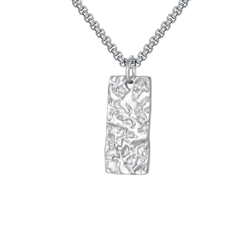 Ziven Hammered Bar Necklace | White Gold