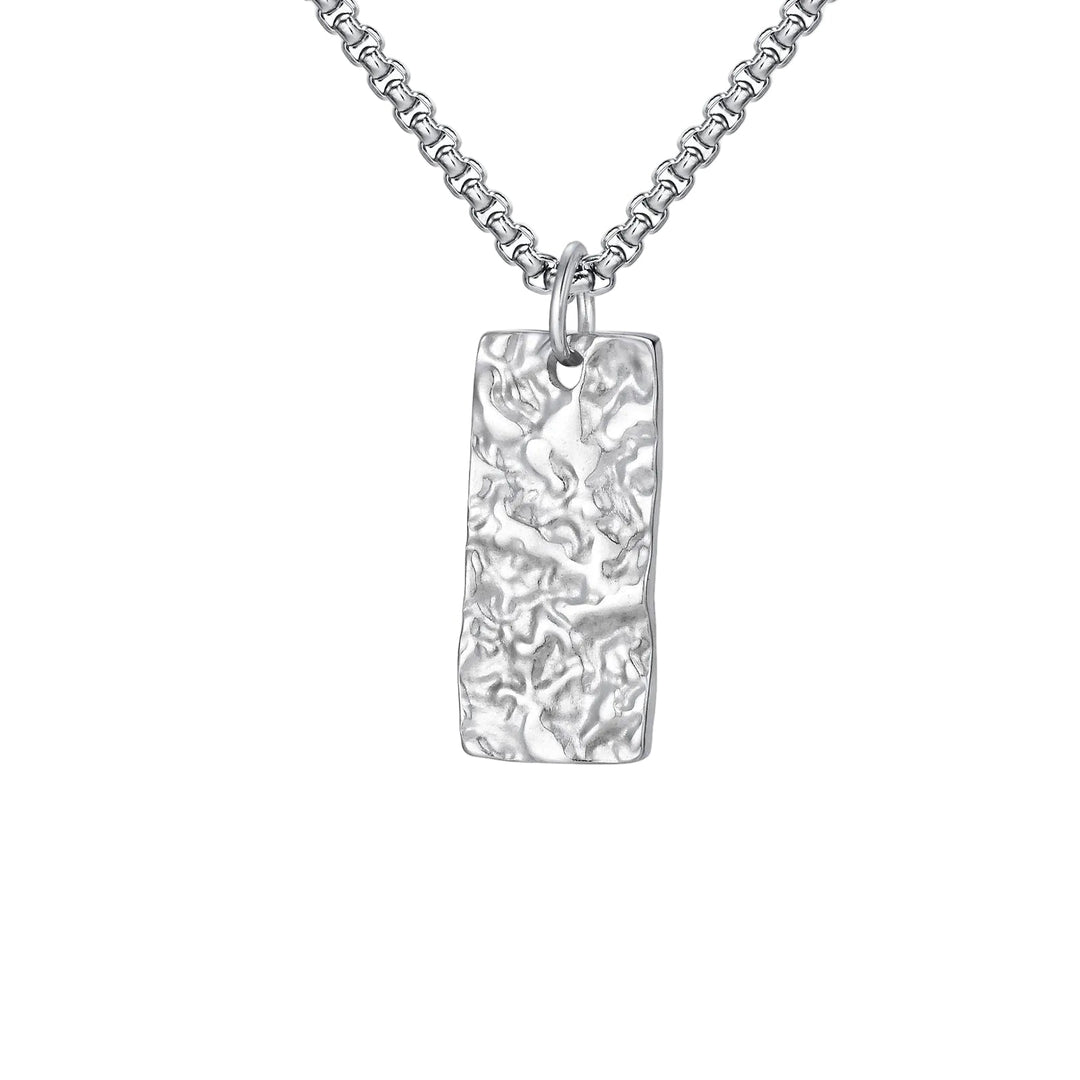 Ziven Hammered Bar Necklace | White Gold