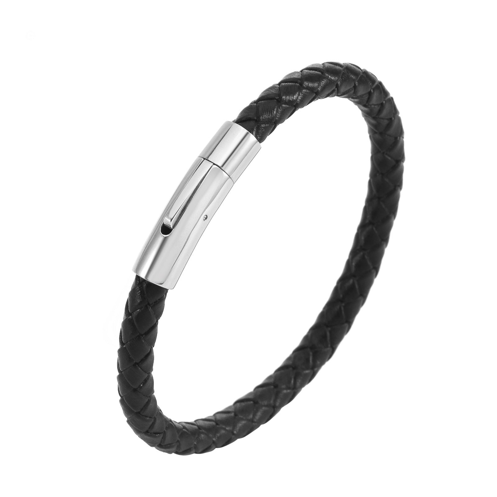 Valor Leather Braided Bracelet | White Gold