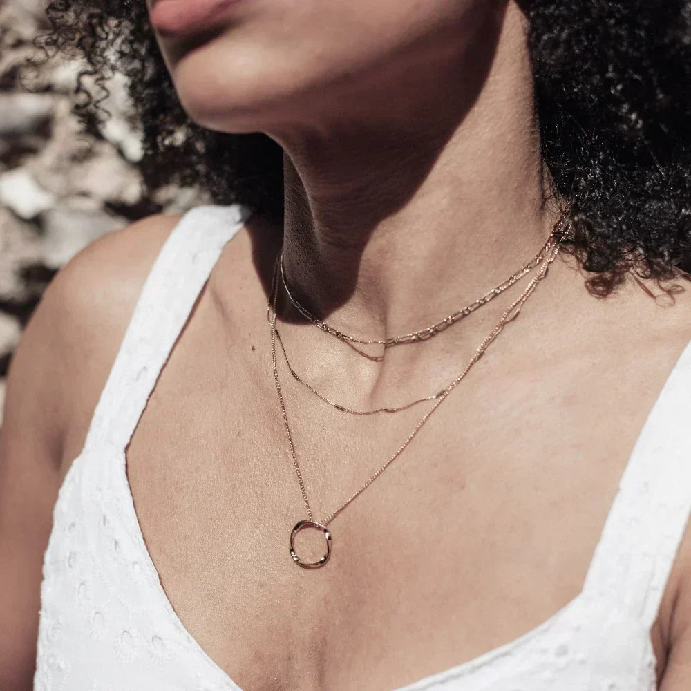 Open Three-Row Hoop Necklace in Gold