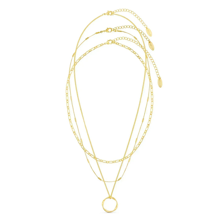 Open Three-Row Hoop Necklace in Gold