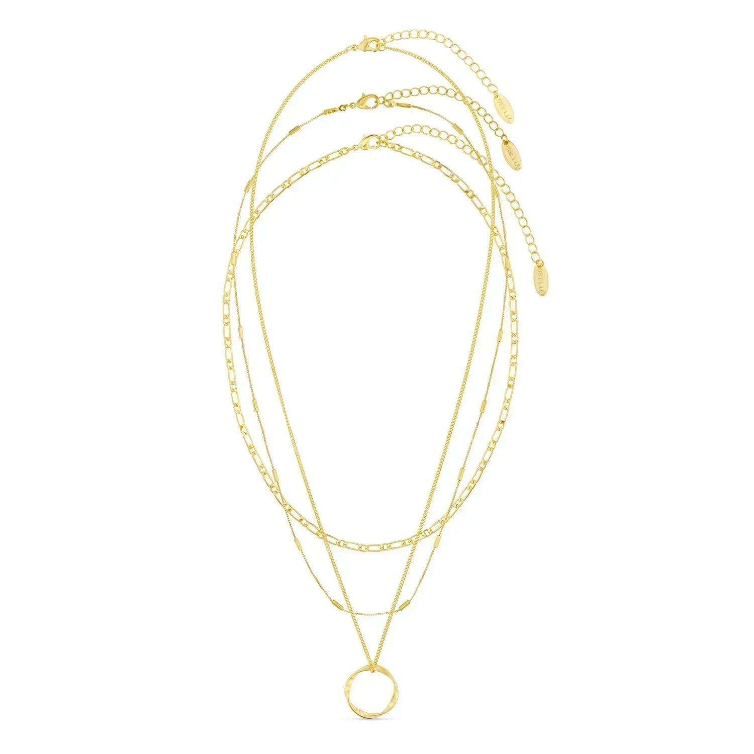 Open Three-Row Hoop Necklace in Gold
