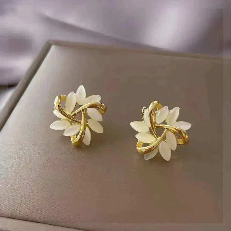 Stud Earrings White Opal