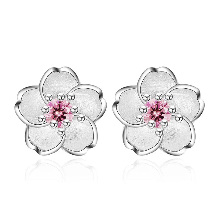 Flower-Shaped Stud Earrings with Zirconia