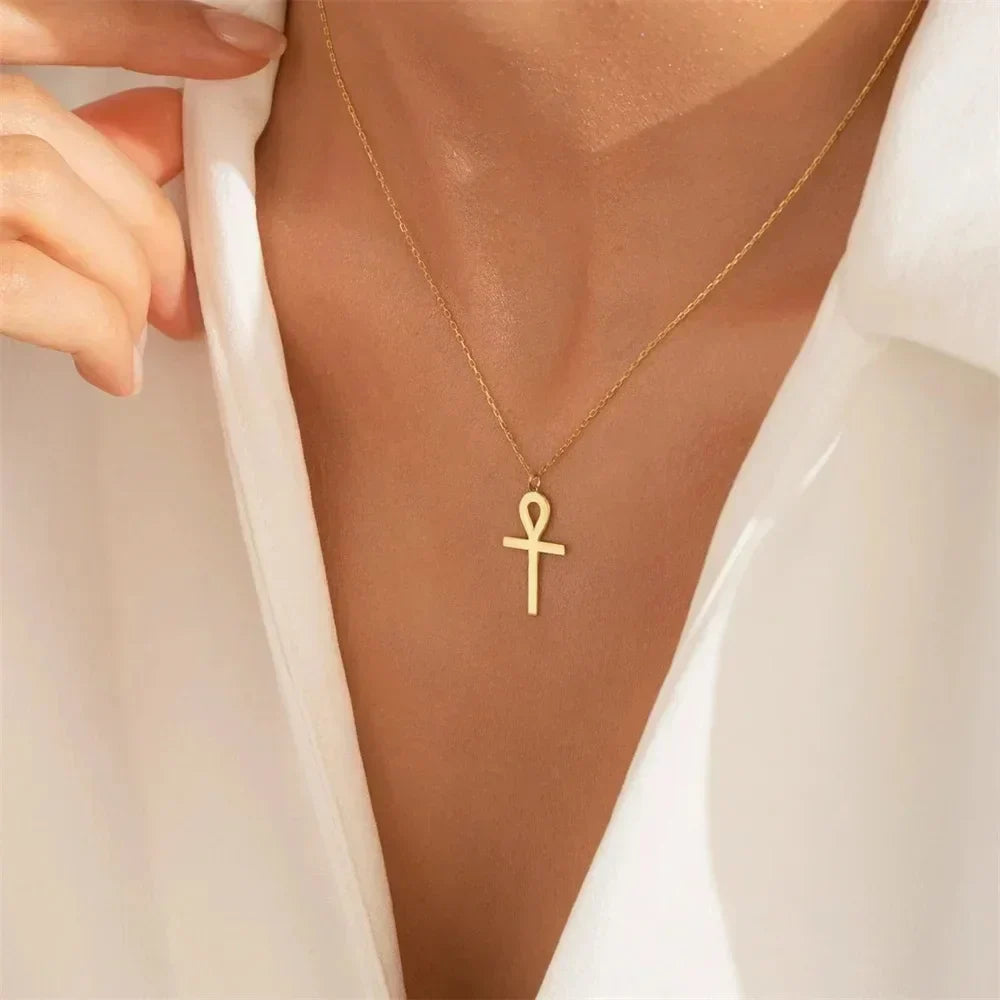 Necklace with Gold Ankh Pendant