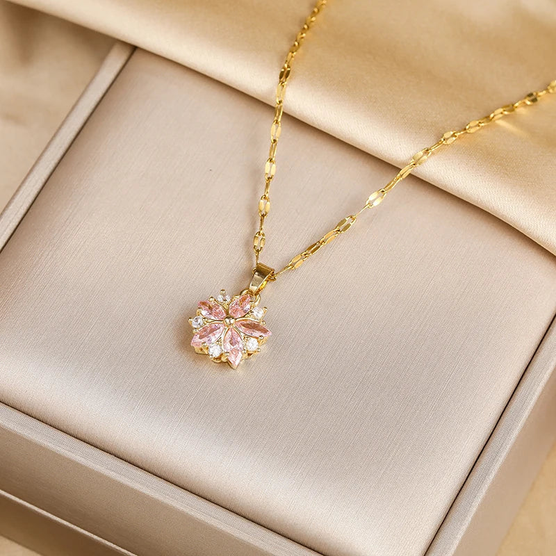 Sakura Rose Romantique Necklace in Stainless Steel