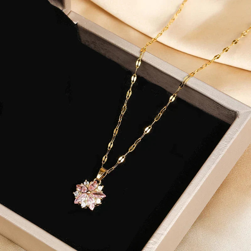 Sakura Rose Romantique Necklace in Stainless Steel