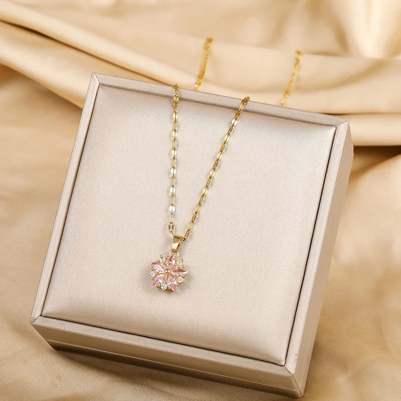 Sakura Rose Romantique Necklace in Stainless Steel