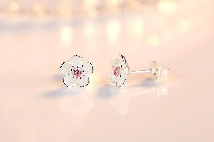 Flower-Shaped Stud Earrings with Zirconia