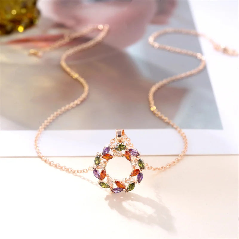 Necklace with Shiny Rainbow Pendant