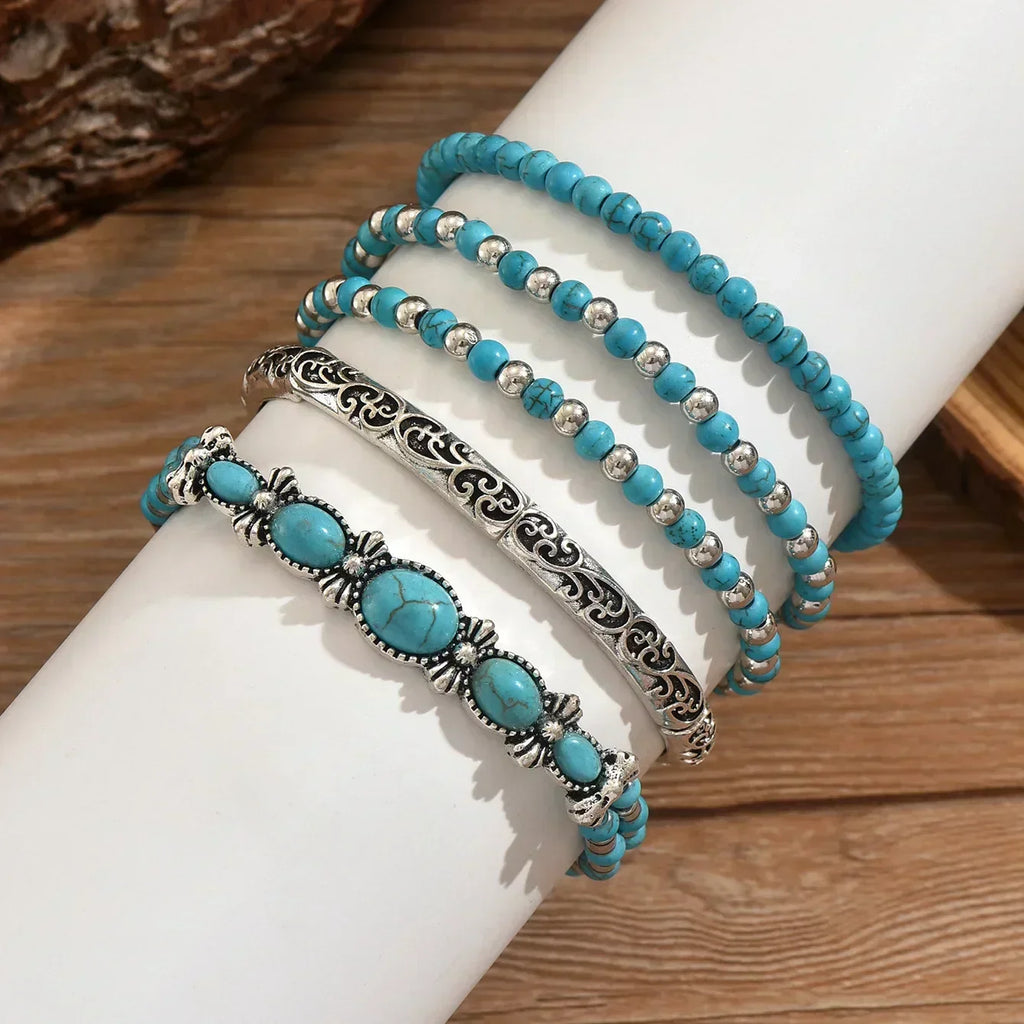 Bracelet set with turquoise beads