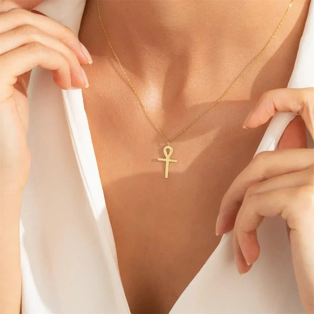 Necklace with Gold Ankh Pendant