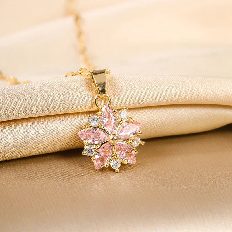 Sakura Rose Romantique Necklace in Stainless Steel