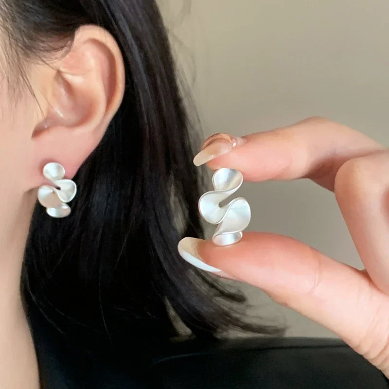 Flower Earrings in Silver and 18K Gold