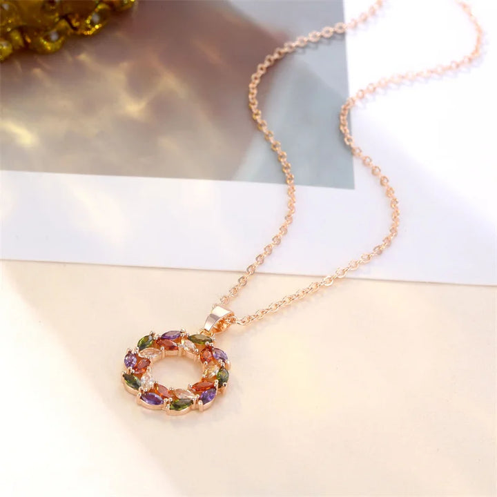 Necklace with Shiny Rainbow Pendant