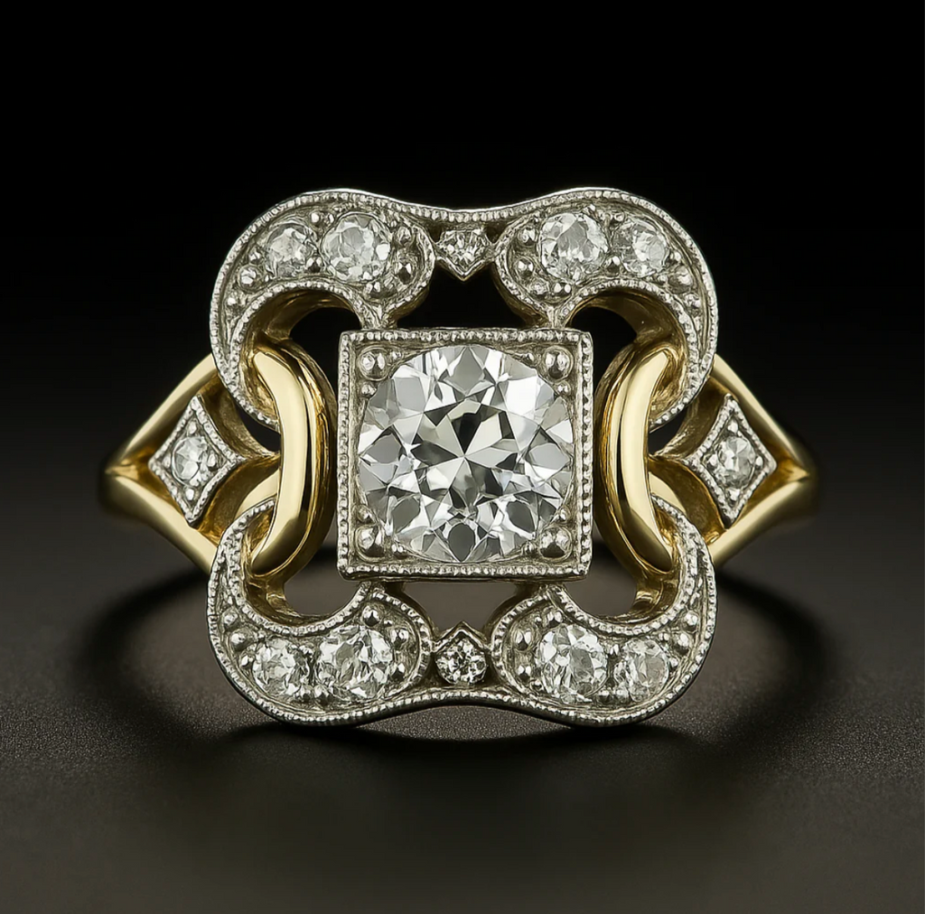 Classic Gold Ring with Vintage Cubic Zirconia