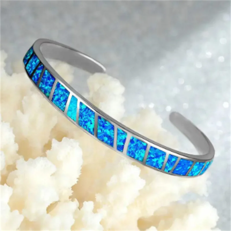 Adjustable Blue Fire Opal Bracelet in Silver
