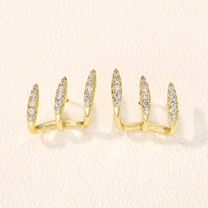 Elegant Earrings with Three Rhinestone Claws