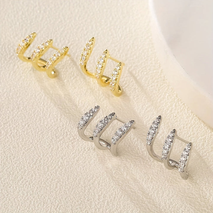 Elegant Earrings with Three Rhinestone Claws