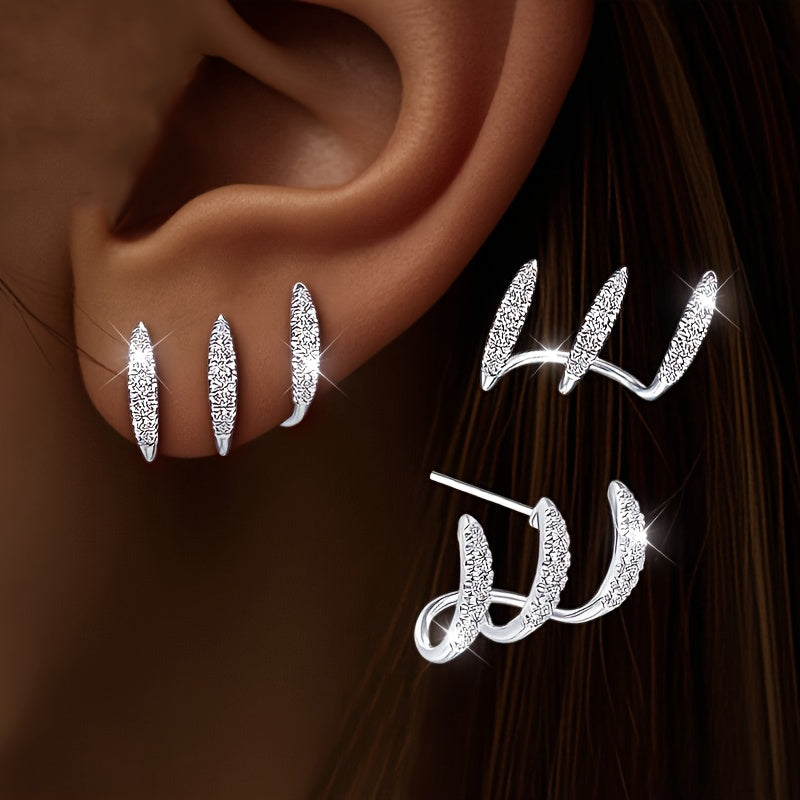 Elegant Earrings with Three Rhinestone Claws