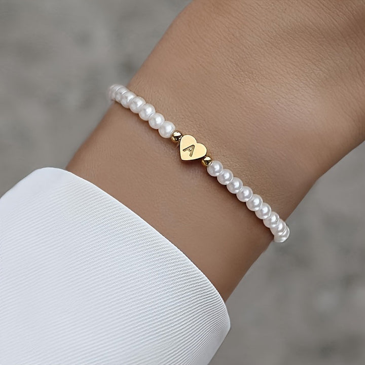 Chic Bracelet with Heart Initial (A–Z)