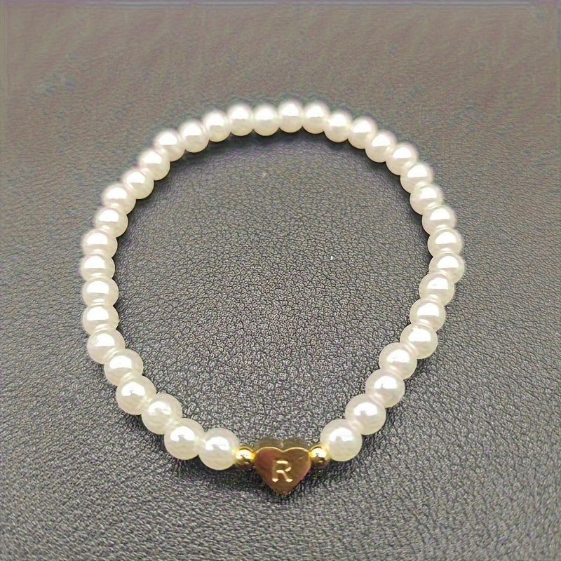 Chic Bracelet with Heart Initial (A–Z)