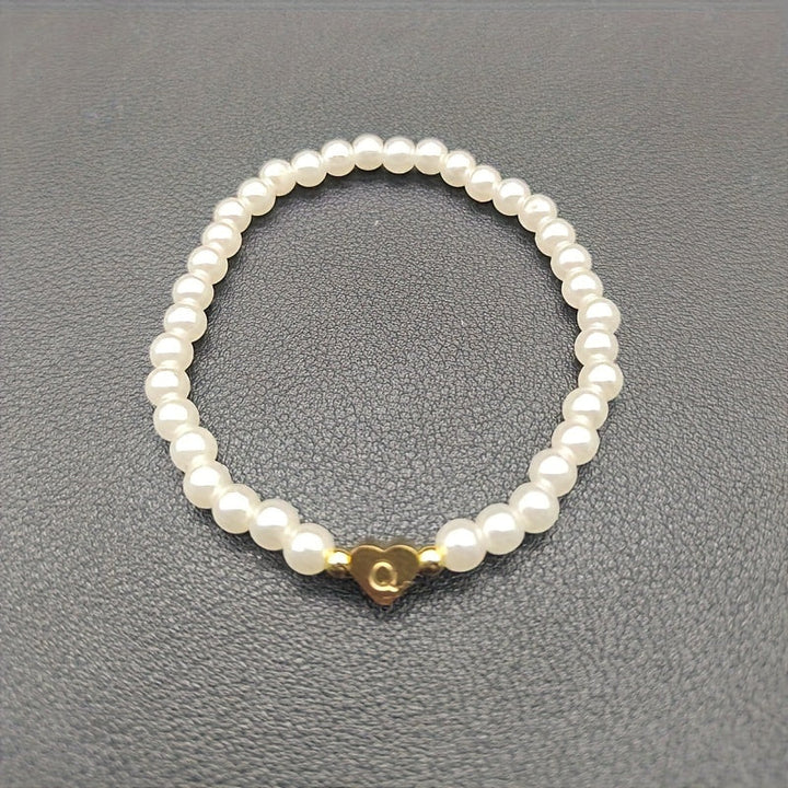 Chic Bracelet with Heart Initial (A–Z)