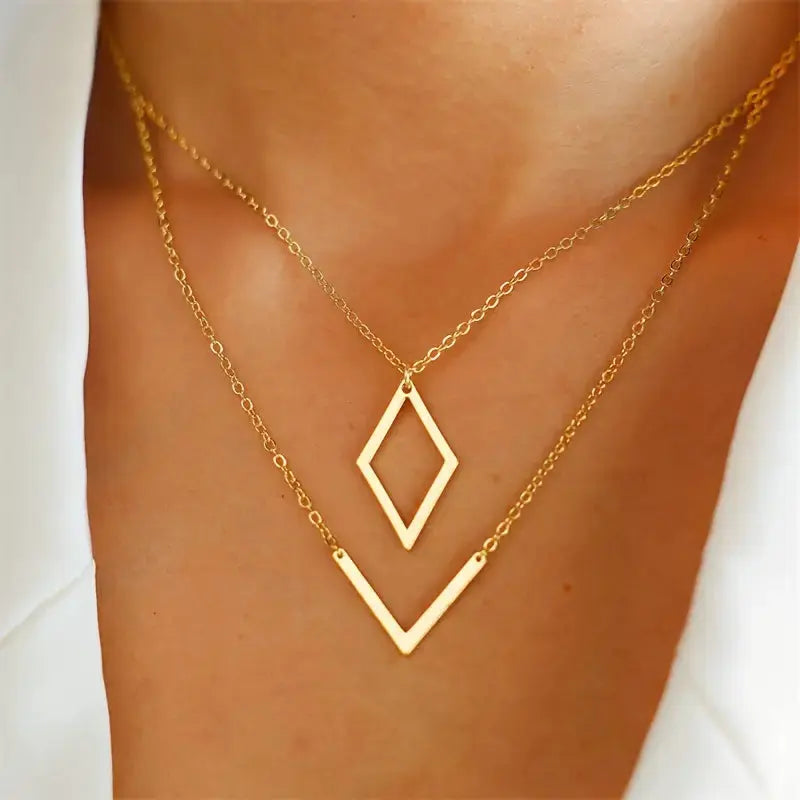 Necklace with Geometric V Pendant