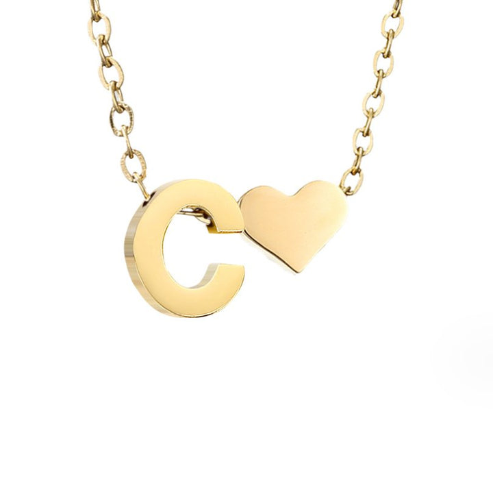 Timeless Initial Necklace with Heart Pendant