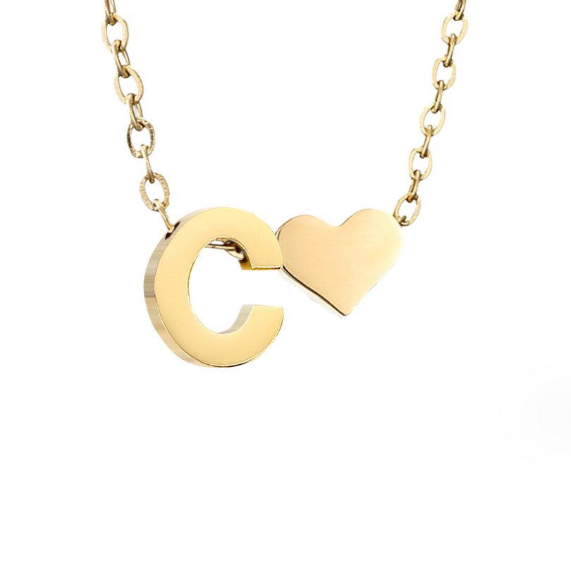Timeless Initial Necklace with Heart Pendant