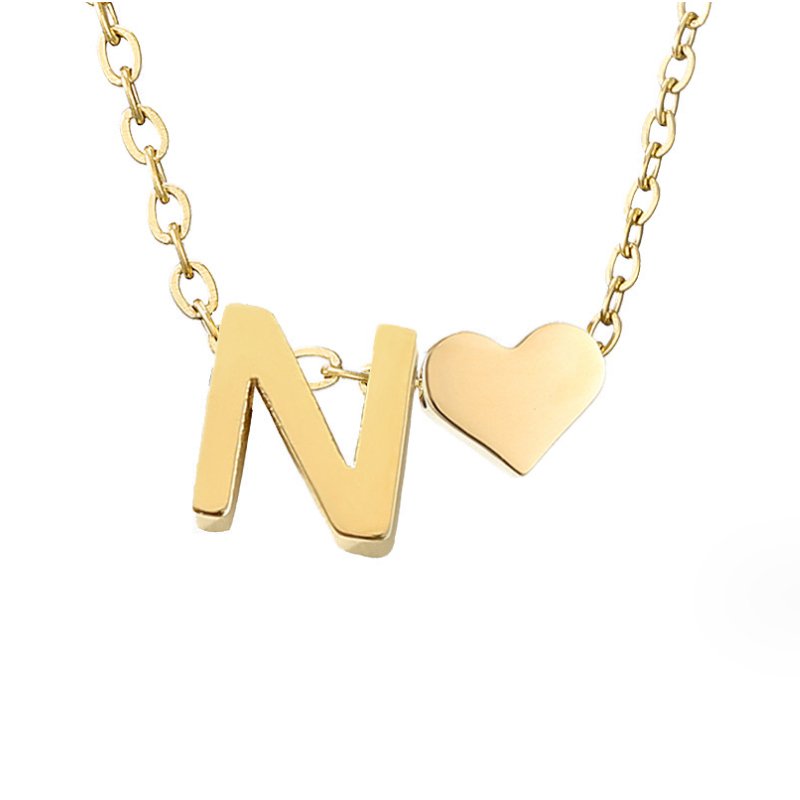 Timeless Initial Necklace with Heart Pendant