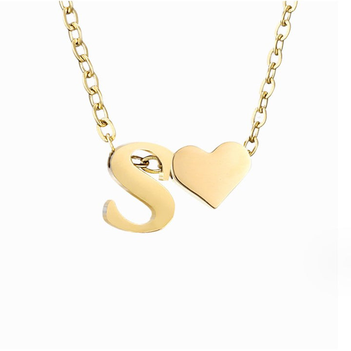 Timeless Initial Necklace with Heart Pendant