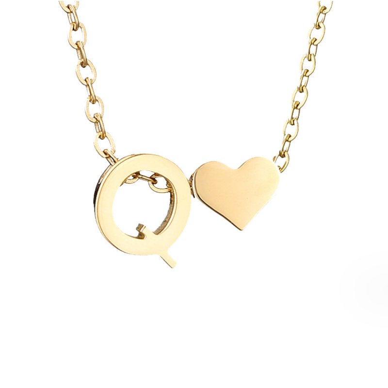 Timeless Initial Necklace with Heart Pendant