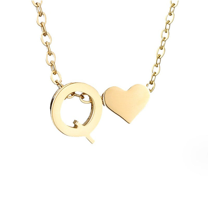 Timeless Initial Necklace with Heart Pendant