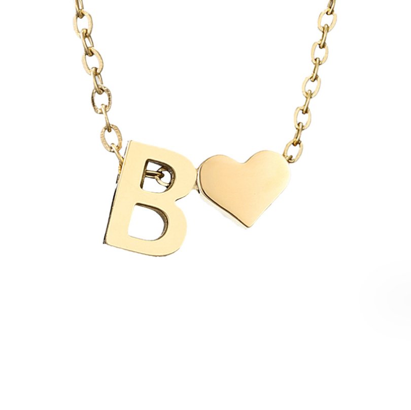 Timeless Initial Necklace with Heart Pendant
