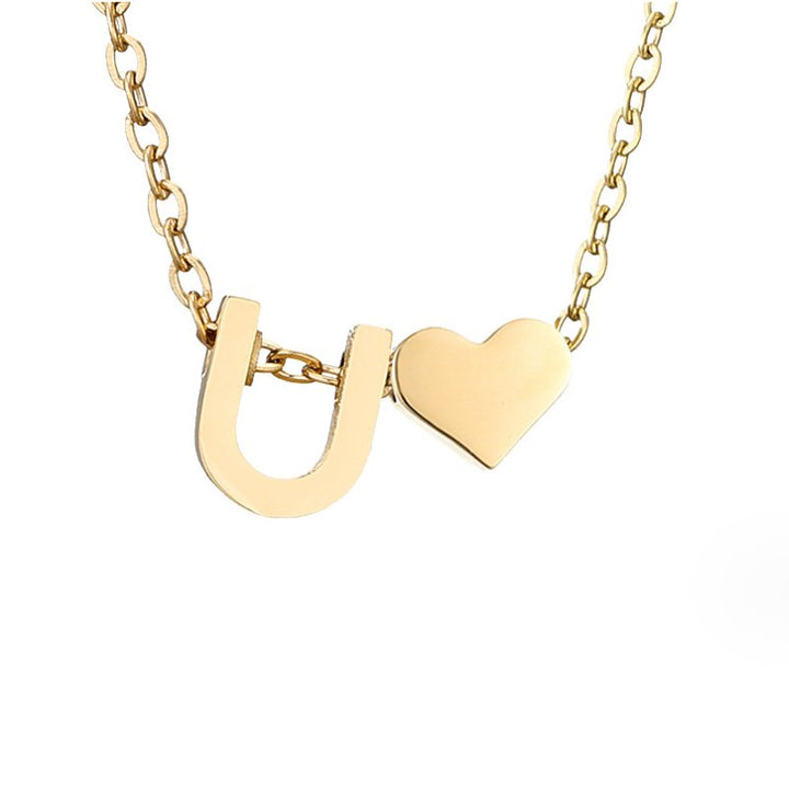 Timeless Initial Necklace with Heart Pendant