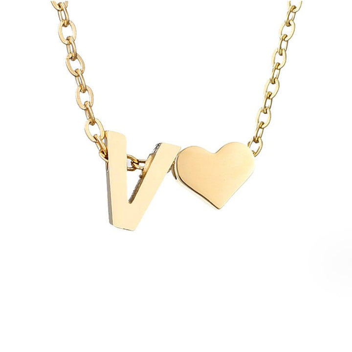 Timeless Initial Necklace with Heart Pendant
