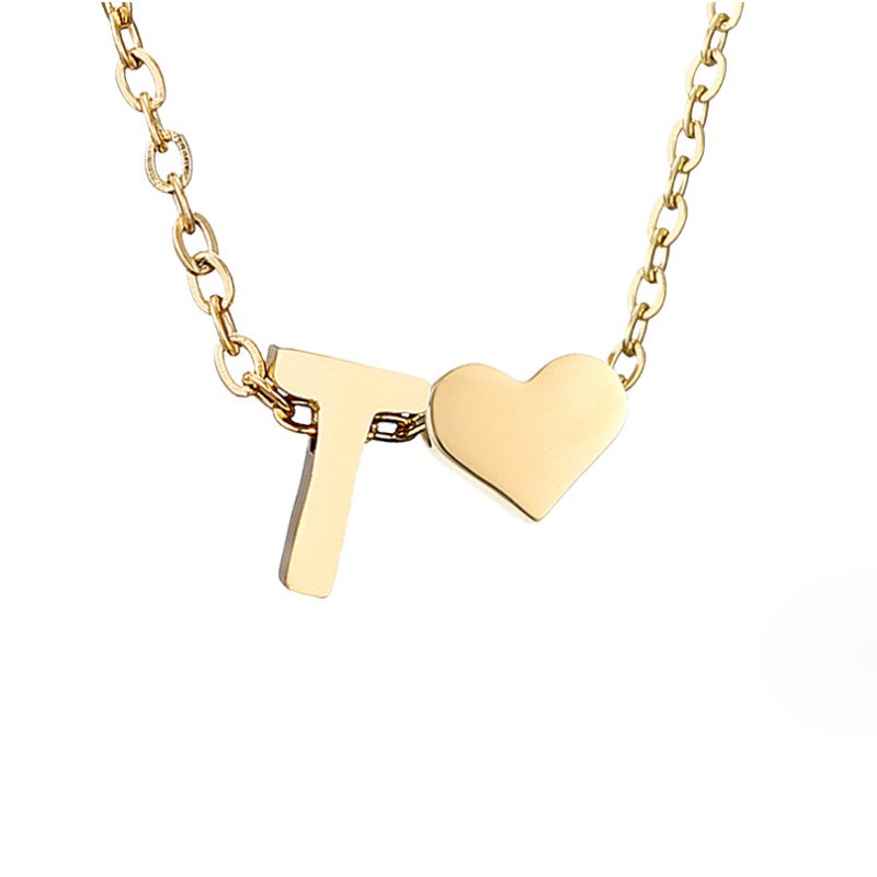 Timeless Initial Necklace with Heart Pendant