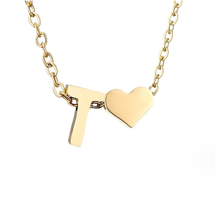 Timeless Initial Necklace with Heart Pendant