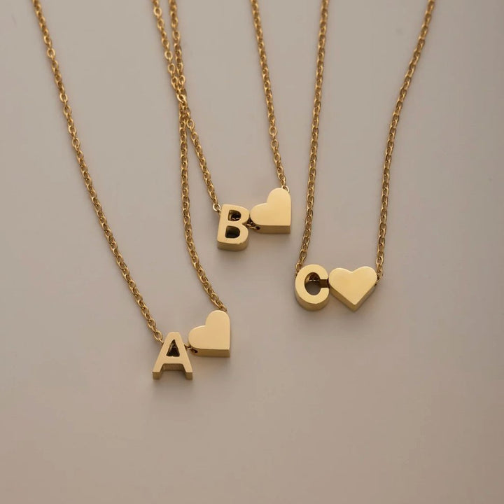 Timeless Initial Necklace with Heart Pendant