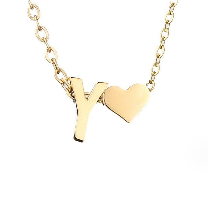Timeless Initial Necklace with Heart Pendant