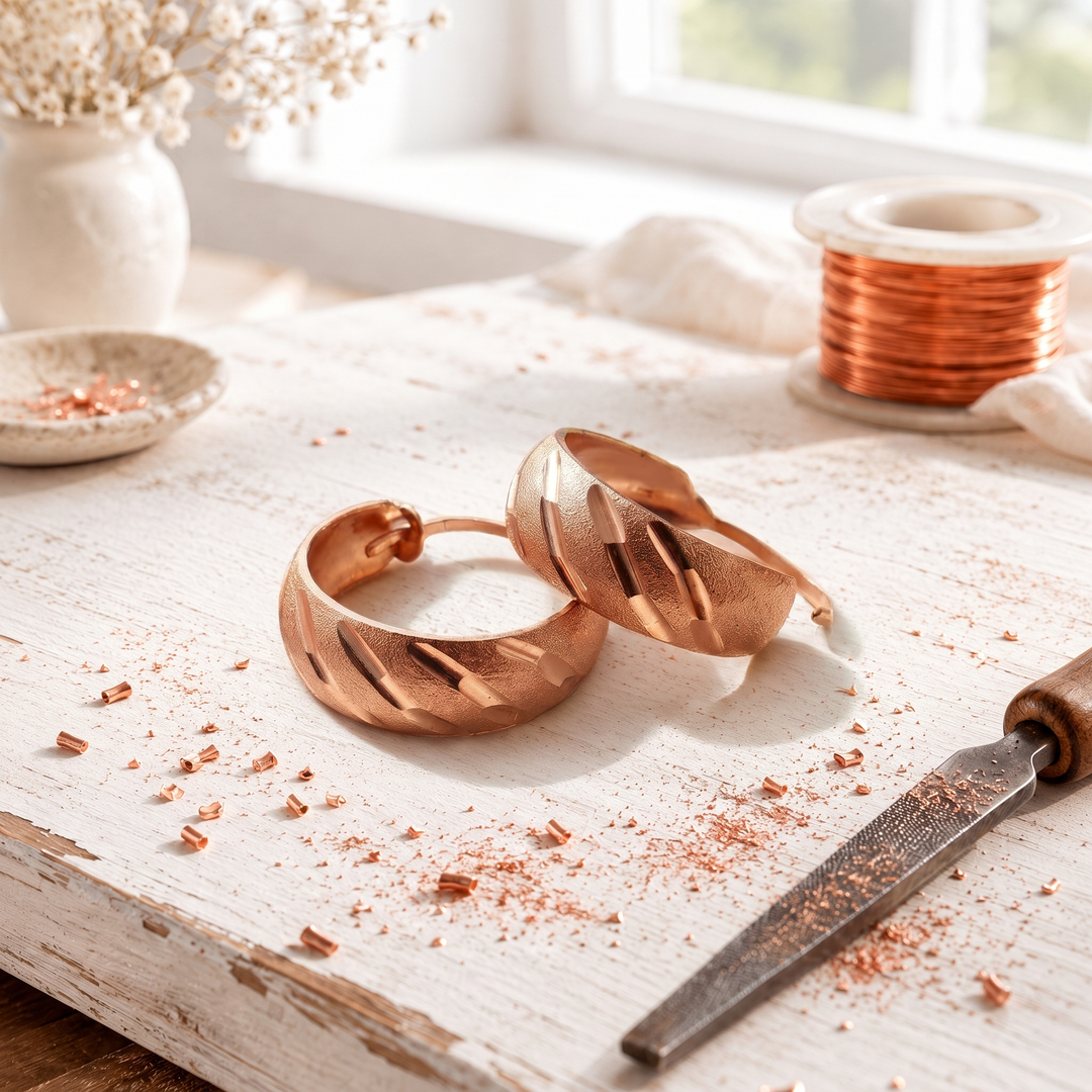 Facet Copper Earrings